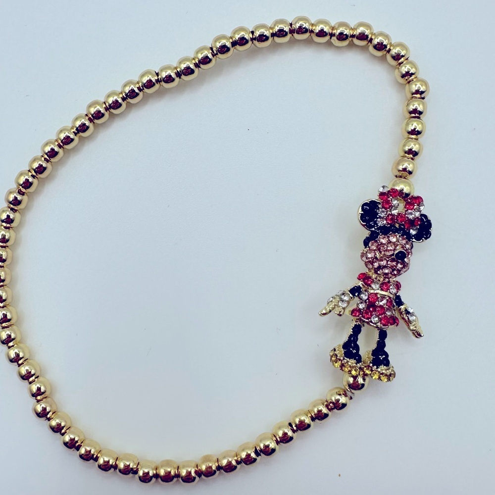 BaubleBar Gold Disney Pisa Bracelet Minnie Pave NWT